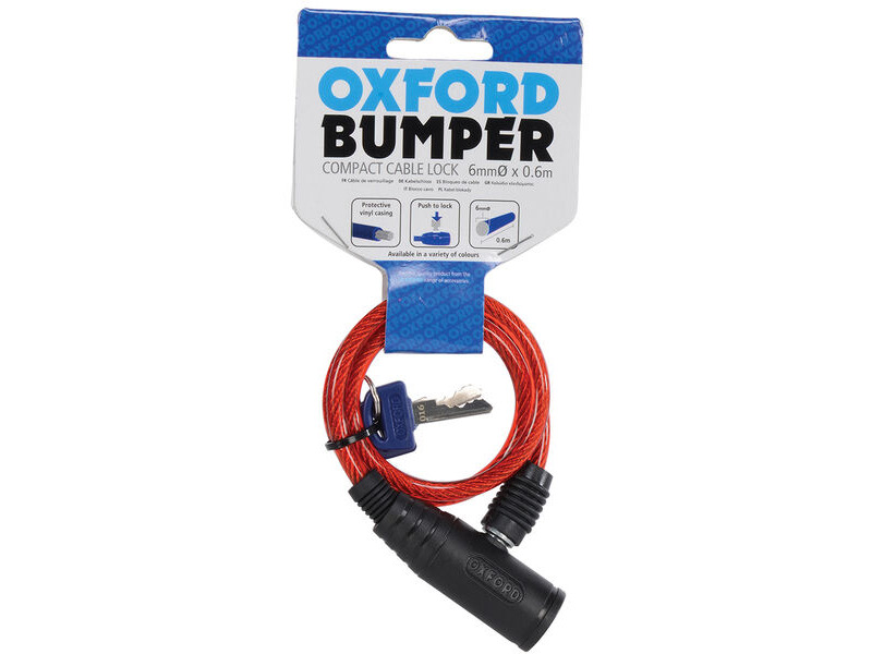 OXFORD Bumper Cable Lock 600x6mm - Red click to zoom image