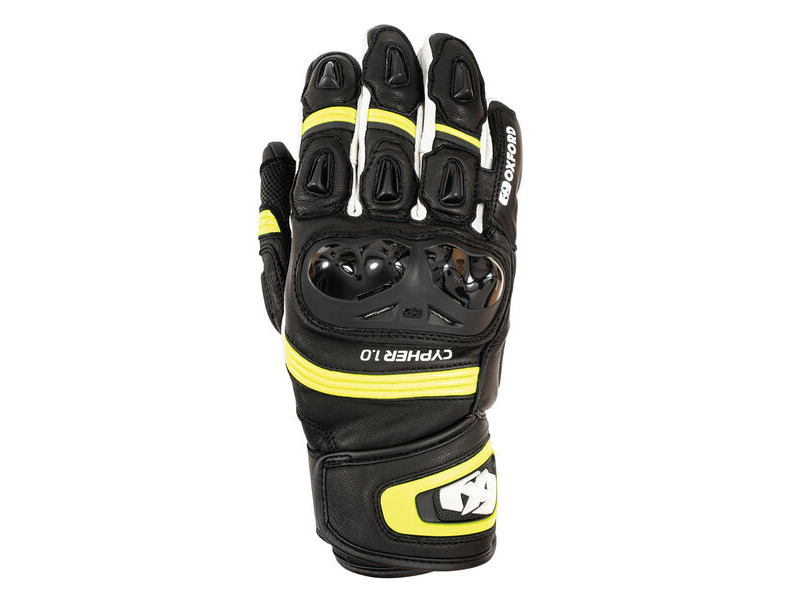 OXFORD Cypher 1.0 Short Leather MS Glove Blk/Yellow/White click to zoom image