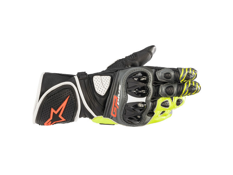 ALPINESTARS GP Plus R V2 Gloves Metal Grey Black Yell Red Fluo click to zoom image