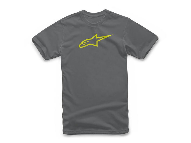 ALPINESTARS Ageless Classic Tee Charcoal Hi Vis Yellow click to zoom image