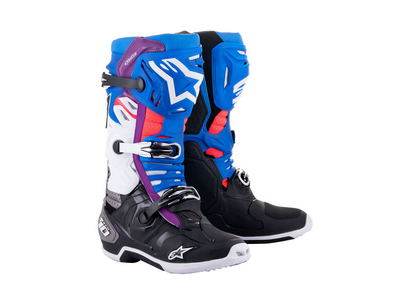 ALPINESTARS Tech 10 Supervented - Black Enamel Blue Purple White click to zoom image