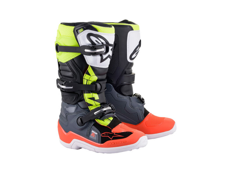 ALPINESTARS Tech 7S Youth - Dark Gray Red Fluo Yellow Fluo click to zoom image