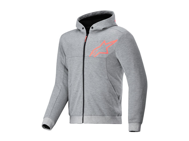 ALPINESTARS Chrome V2 Sport Hoodie Grey Heather Red Fluo click to zoom image