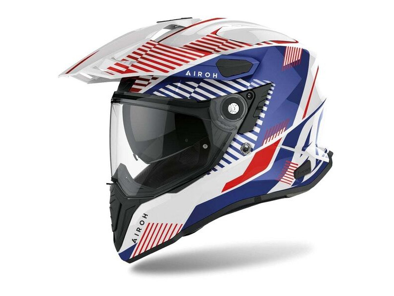 AIROH Commander Adventure Helmet - 'Boost White/Blue' (Gloss) click to zoom image