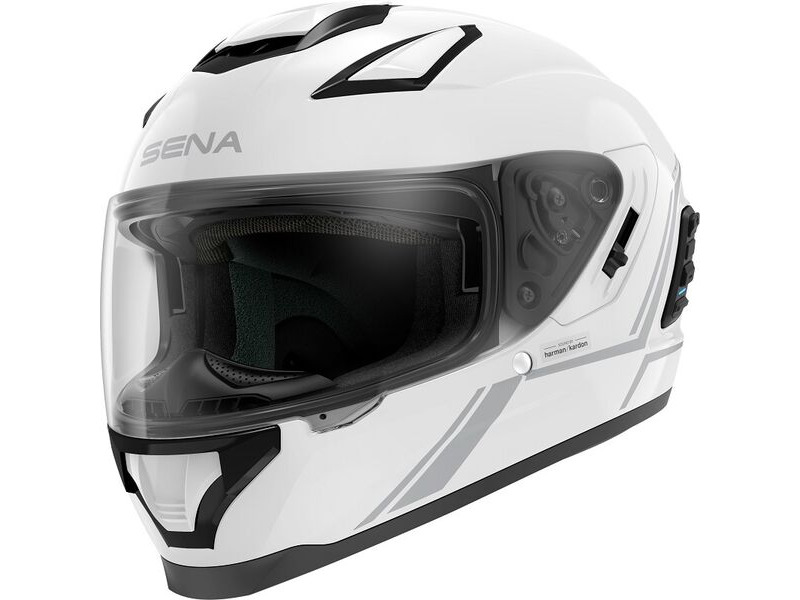 SENA Stryker Full Face Helmet With Mesh Interscom Gloss White click to zoom image