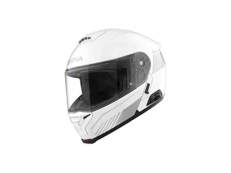 SENA Specter Smart Flip-Up Helmet w Mesh Comms Glossy White click to zoom image