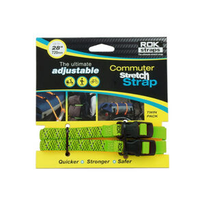 ROK STRAPS Commuter Adjustable Stretch Strap Green Reflective 2 Pack (ROK330) 300 -720 x 12mm 