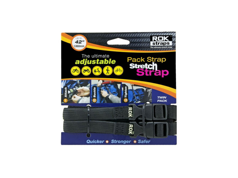 ROK STRAPS Pack Adjustable Stretch Strap Black 2 Pack (ROK314) 310-1060 x 16mm click to zoom image