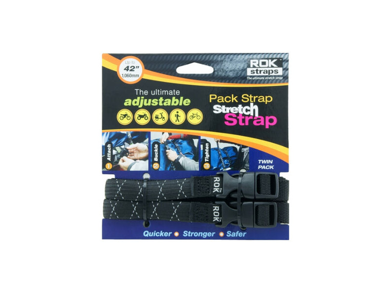 ROK STRAPS Pack Adjustable Stretch Strap Black Reflective 2 Pack (ROK358) 310-1060 x 16mm click to zoom image