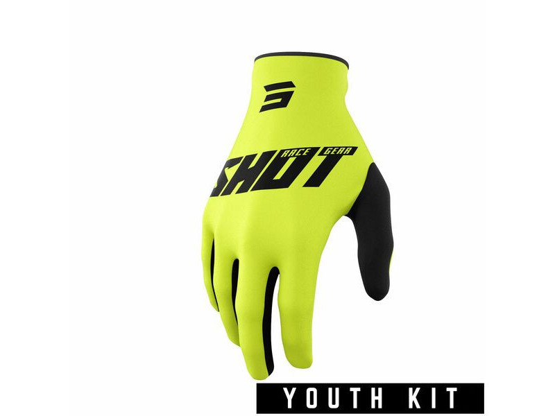 SHOT 2022 Youth Raw Gloves Burst Neon Yellow click to zoom image