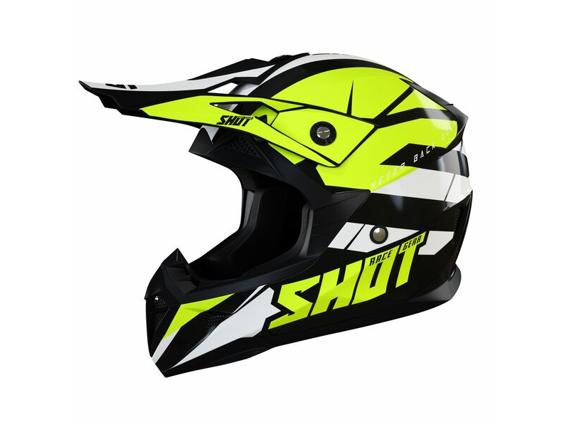 SHOT MX Helmet Pulse Revenge Black Neon Yellow White Glossy click to zoom image