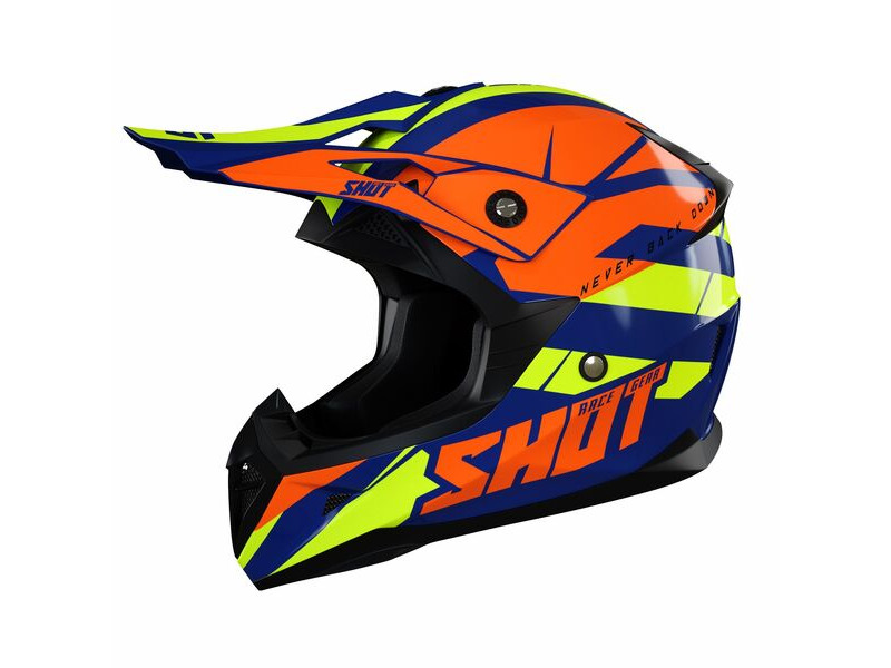 SHOT MX Helmet Pulse Revenge Navy Orange Neon Yellow Glossy click to zoom image