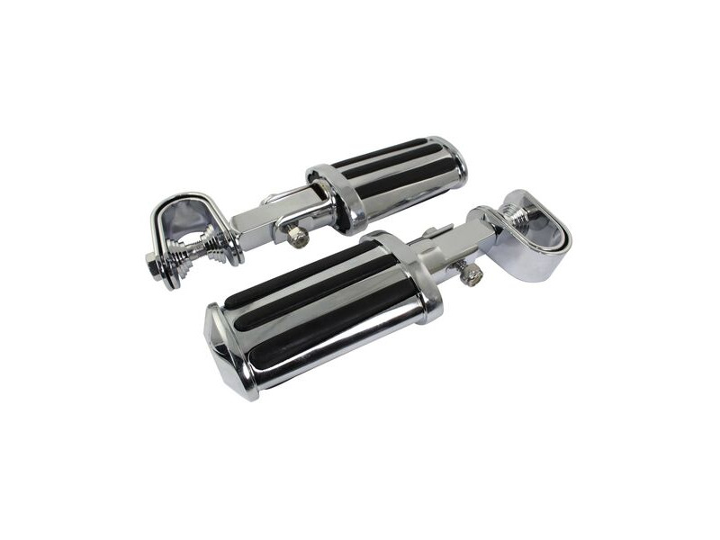 BIKE IT Universal Footpegs Rail Chrome With Inlays Clamp Fit click to zoom image