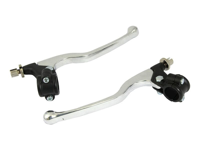 BIKE IT Lever Assembly Universal Long Chrome Lever/Black Perch (Without Mirror Boss) click to zoom image