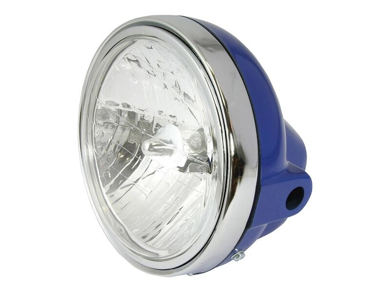 BIKE IT Headlight Universal 7" Round Solid Blue With Diamond Eye Lens 12V 35W click to zoom image