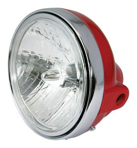 BIKE IT Headlight Universal 7" Round Red With Diamond Eye Lens 12V 35W 