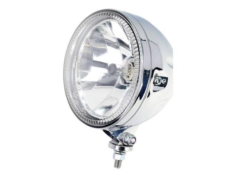 BIKE IT Universal 5¾" Halo Headlight Bottom Mount High Chrome H4 12V 60/55W click to zoom image