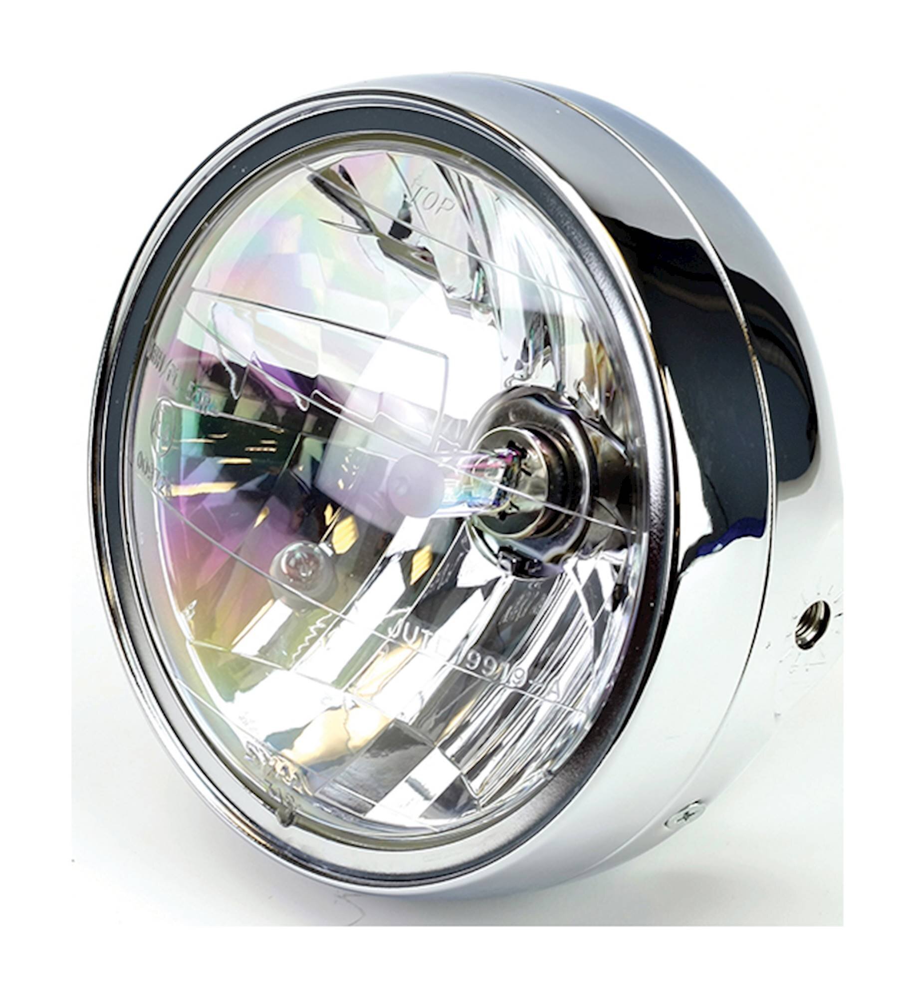 BIKE IT Universal 7" Chrome Headlight EMarked Right Dip HS1 35/35W