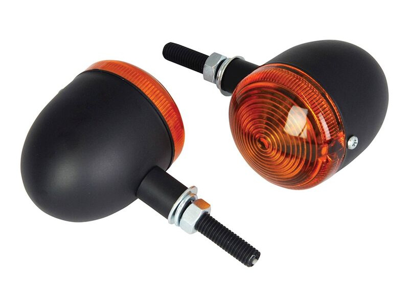 BIKE IT Short Stem Bullet Indicators With Black Body And Amber Lens click to zoom image