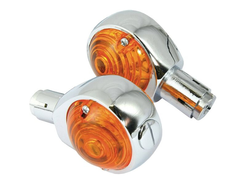 BIKE IT Bullseye Indicators with Chrome Body And Amber Lens - 22mm click to zoom image