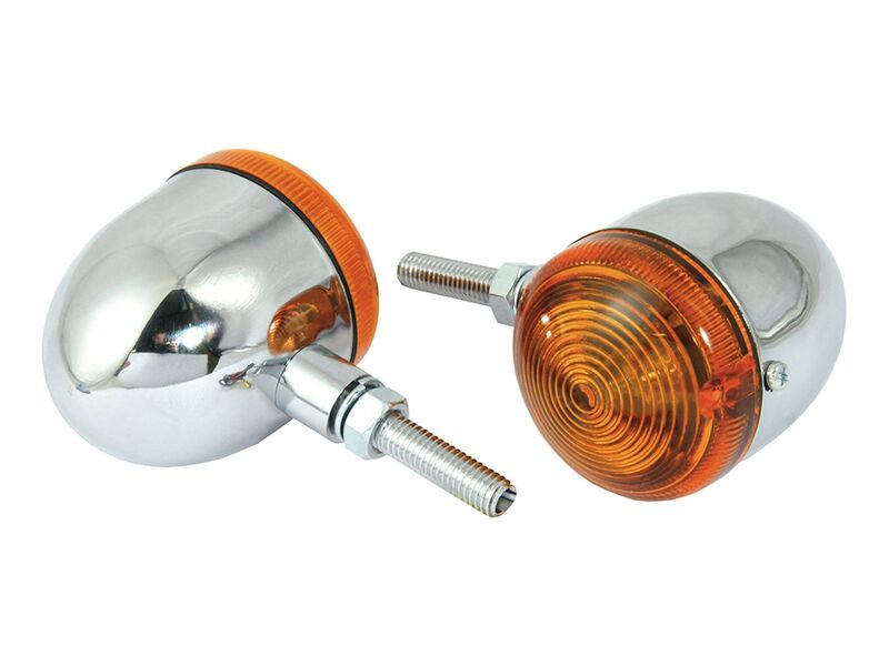 BIKE IT Short Stem Bullet Indicators With Chrome Body And Amber Lens click to zoom image