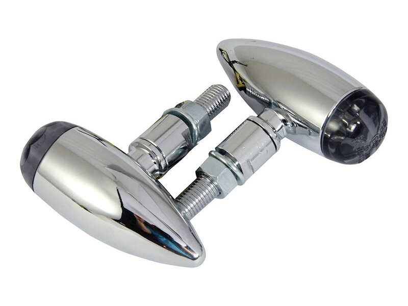 BIKE IT LED Spirit Indicators With Chrome Body And Black Lens click to zoom image