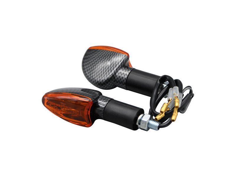 BIKE IT Long Stem Mini Spear Indicators With Carbon Look Body And Amber Lens click to zoom image