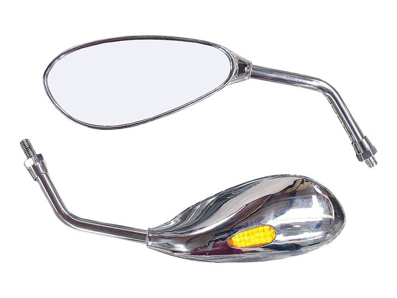 BIKE IT Patrol Chrome Universal Mirrors With Built In LED Indicators click to zoom image