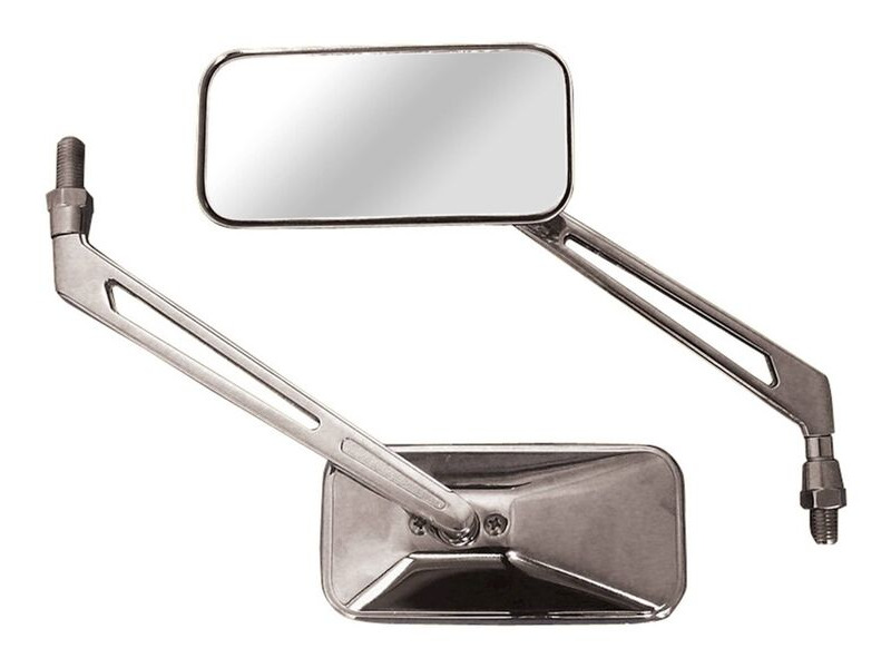 BIKE IT Runner Universal Rectangular Chrome Mirrors With 10mm Thread click to zoom image