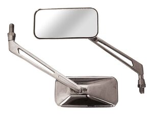 BIKE IT Runner Universal Rectangular Chrome Mirrors With 10mm Thread 