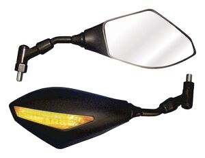 BIKE IT Trojan Universal Bar Mounted Mirrors With Built In LED Indicators 