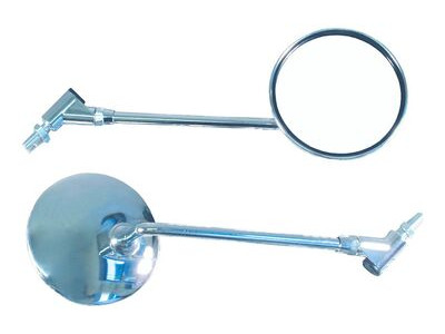 BIKE IT Universal Chrome Round Mirror With 8/10mm Thread Removable Knuckle And Adaptors