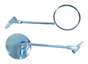 BIKE IT Universal Chrome Round Mirror With 8/10mm Thread Removable Knuckle And Adaptors 