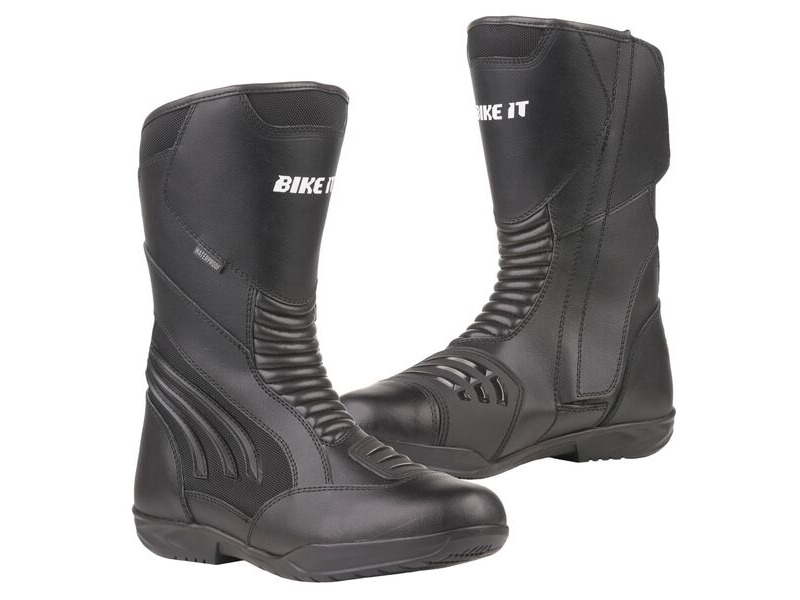 BIKE IT 'Burhou' All-Seasons Waterproof Black Sports Touring Motorcycle Boot click to zoom image