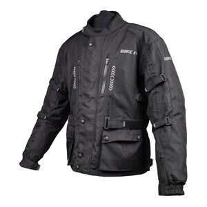 BIKE IT 'Triple Black' Waterproof Adventure Motorcycle Jacket click to zoom image