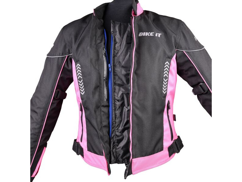 Black and pink motorcycle jacket best sale