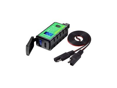 BIKE IT SAE Power Supply Twin USB QC3.0 & Type-c With On/Off & Voltmeter