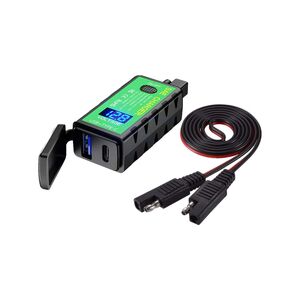 BIKE IT SAE Power Supply Twin USB QC3.0 & Type-c With On/Off & Voltmeter 