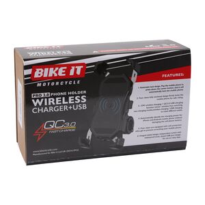 BIKE IT Pro2 Wireless Phone Charger Cradle with USB click to zoom image