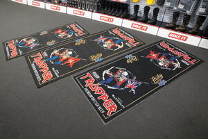 BIKE IT LTD Edition Iron Maiden Trooper Motorcycle Garage Mat Expert Rubber Backed 240 x 103cm click to zoom image