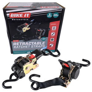 BIKE IT Auto Retractable Ratchet Tiedowns 25mm x 1.8M 2pcs click to zoom image