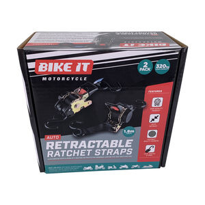 BIKE IT Auto Retractable Ratchet Tiedowns 25mm x 1.8M 2pcs click to zoom image
