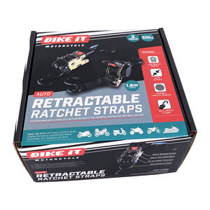 BIKE IT Auto Retractable Ratchet Tiedowns 25mm x 1.8M 2pcs click to zoom image