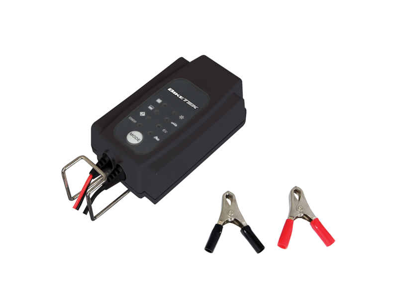 BIKETEK 6/12V 0.8A/3.8A 4 Stage Battery Charger With UK Plug click to zoom image