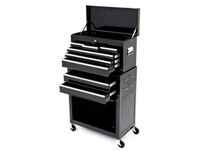 BIKETEK Black Rolling Tool Cabinet With Top Chest