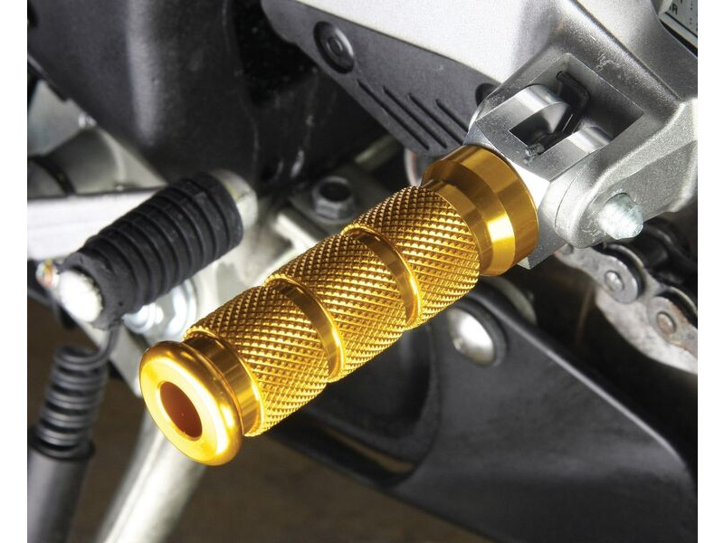 BIKETEK Alloy Round Sports Footpegs Ducati Pillion Gold click to zoom image