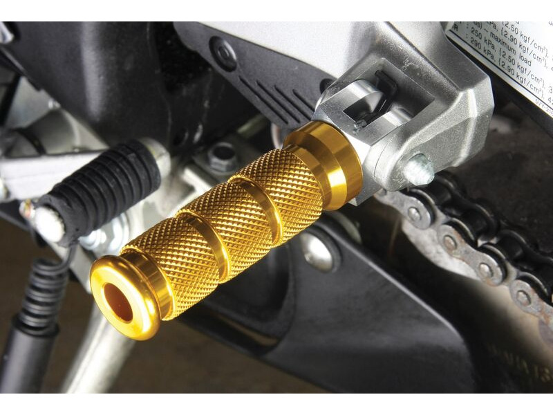 BIKETEK Alloy Round Sports Footpegs Kawasaki Rider Gold click to zoom image