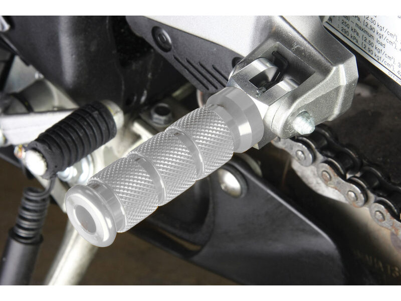 BIKETEK Alloy Round Sports Footpegs Kawasaki Pillion Chrome click to zoom image