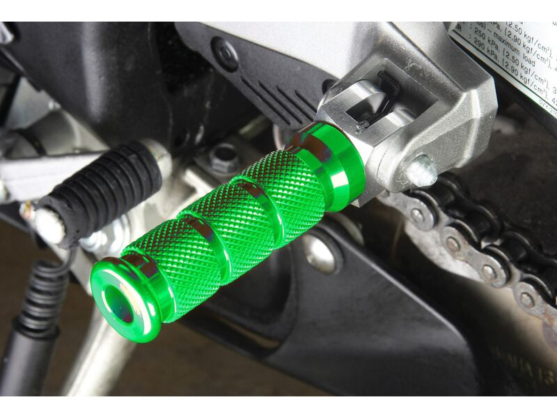 BIKETEK Alloy Round Sports Footpegs Kawasaki Pillion Green click to zoom image