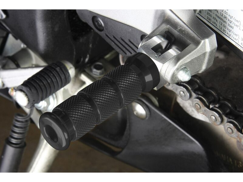 BIKETEK Alloy Round Sports Footpegs Yamaha R1 Rider Black click to zoom image